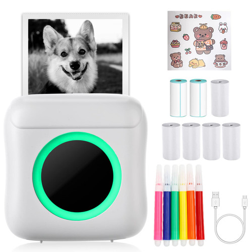 Mini Pocket Printer - Wireless Bluetooth Thermal Printer, Portable Inkless Label Printer For iPhone & Android, Handheld Instant Sticker Printer For Photos Pictures Receipt Memos Notes Work List