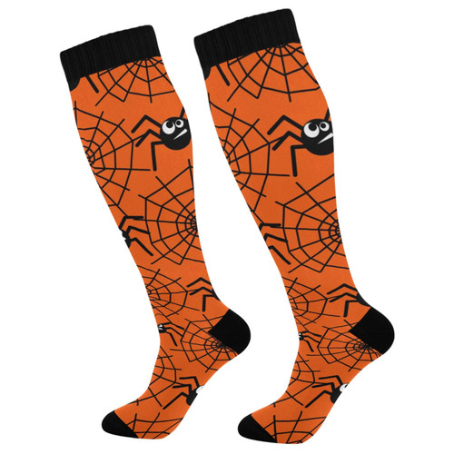 ALAZA Men's Women's Long Socks, Halloween Spider Webs Crew Novelty Socks