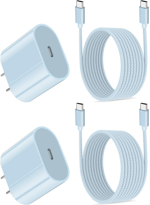 iPhone 15 Charger, MFi Certified 20W USB C Wall Charger Block with 6.6FT USB C to C Woven Fast Charging Cord for iPhone 15 Pro/15 Pro Max/15 Plus, iPad Pro 12.9/11, iPad 10, iPad Air, iPad Min