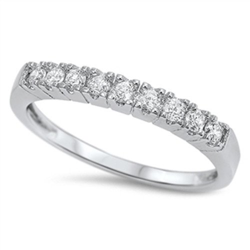 Clear CZ Thin Polished Stackable Ring New .925 Sterling Silver Band Size 5