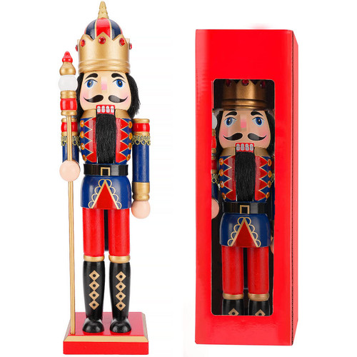 ZOOS Nutcracker Christmas Decorations, 15 Inches Nutcracker Figures Ornaments, Traditional Wooden Soldier Nutcracker Gifts for Family Friends, 38cm Nutcracker Ornaments for Christmas Tree Room Decor