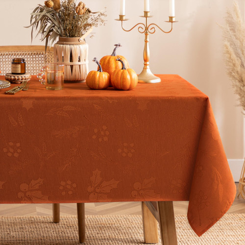 joybest Fall Tablecloth 60 x 120 Inch Rectangle Autumn Leaves Jacquard Table Cloth, Waterproof Washable Fabric Table Covers for Fall Decroations, Harvest, Thanksgiving Party, Rust