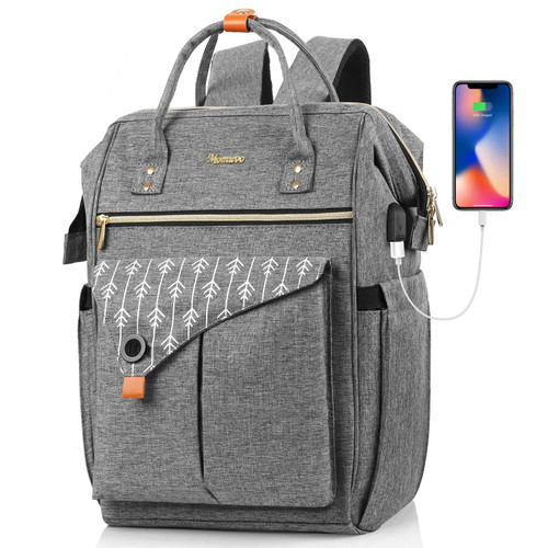 MOMUVO Laptop Backpack for Women, 15.6 Inch Laptop Bag Work Backpack with USB Charging Port, School Bookbag College Backpack Teacher Backpack for Work, Travel, Business