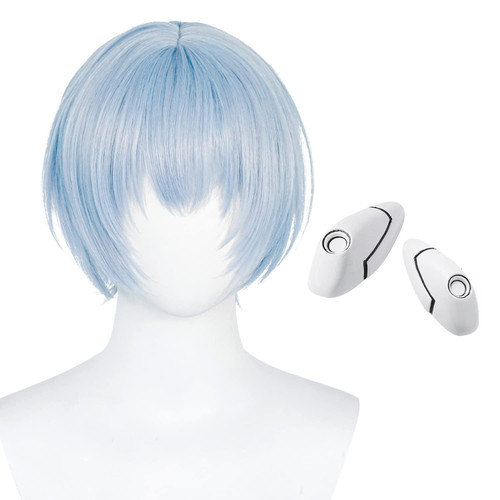Ice Blue Wig for Costume Cosplay Wig + Hairpin Anime Short Unisex Straight Fluffy Halloween Hair Wig + Cap