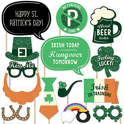 Big Dot of Happiness St. Patrick's Day - Saint Patty's Day Photo Booth Props Kit - 20 Count
