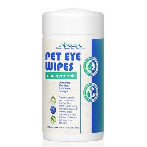 Arava Pet Eye Wipes - for Dogs Cats Puppies & Kittens - 100 Count - Natural and Aromatherapy Medicated - Removes Dirt Crust and Discharge - Prevents Tear Stains (Biodegradable Pet Eye Wipes) Arava Pet Eye Wipes - for Dogs Cats Puppies & Kittens - 100 Count - Natural and Aromatherapy Medicated - Removes Dirt Crust and Discharge - Prevents Tear Stains (Biodegradable Pet Eye Wipes)
