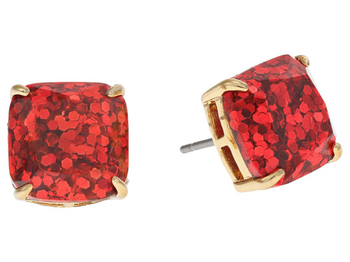 Kate Spade New York Womens Mini Small Square Studs Earrings Red Glitter