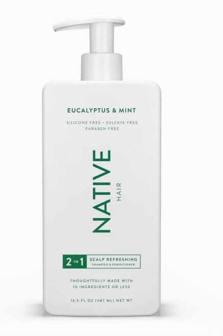 Native Eucalyptus & Mint 2-in-1 Shampoo and Conditioner, Scalp Refreshing |Sulfate Free, Paraben Free, Dye Free, with Naturally Derived Clean Ingredients| 16.5 oz Native Eucalyptus & Mint 2-in-1 Shampoo and Conditioner, Scalp Refreshing |Sulfate Free, Paraben Free, Dye Free, with Naturally Derived Clean Ingredients| 16.5 oz