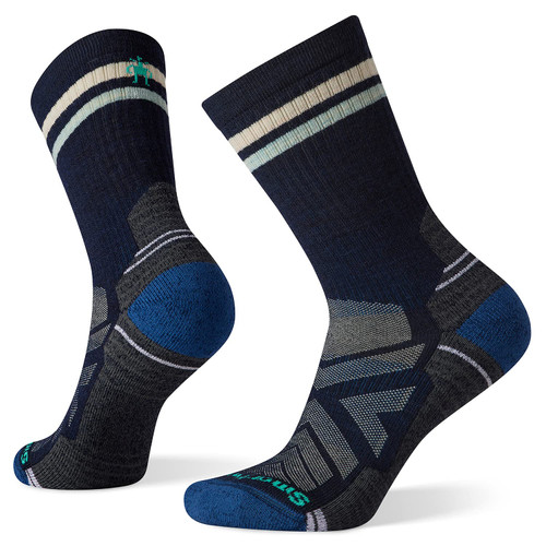 Smartwool Women's Hike Light Cushion Tube Stripe Crew Socks, Deep Navy, Medium