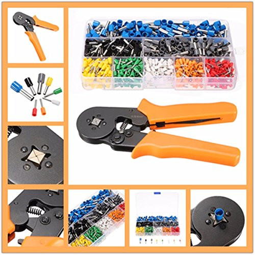 Crimp Tool Kit,Quadrilateral Crimper Plier Wire Terminal and Connection Kit with 0.25-6.0mm² Ferrule Crimper Plier/Wire Stripper & 800 x Connectors Termina, for Wiring Projects