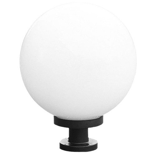 GANAZONO Lamp Post Light Fixture Round Post Light -Post Mount Globe Light Fixture, White Globe with Black Base Decorative Outdoor Fixture?20cm Bulbs Not Included? Light Post Light Fixture