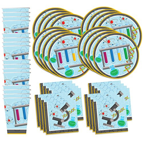 Super Science Birthday Party Supplies Set Plates Napkins Cups Tableware Kit for 16 by Birthday Galore Super Science Birthday Party Supplies Set Plates Napkins Cups Tableware Kit for 16 by Birthday Galore