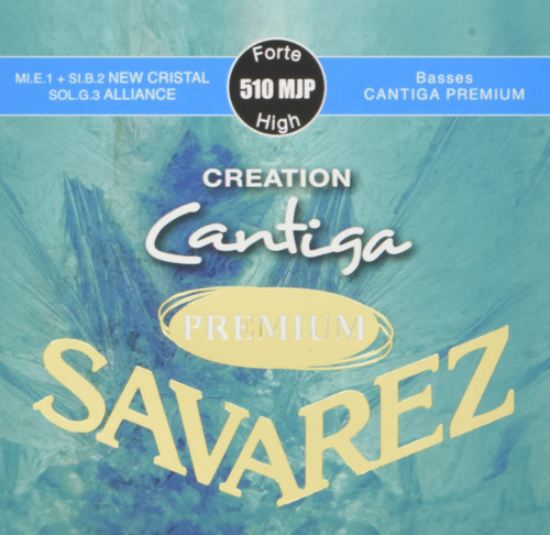 Savarez Classical Guitar Strings Cantiga and Creation Premium 510MJP Creation Trebles, Cantiga Basses, High Tension, Full Set (STSAV51-50489)