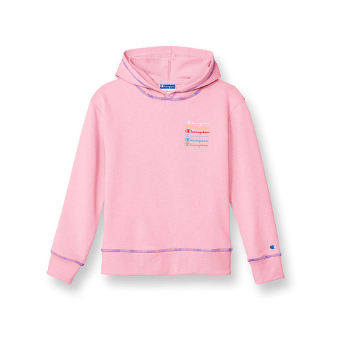 Champion Little Pullover Hoodie for Girls, Lightweight Sweatshirt, Graphics, Spark Pink-593040