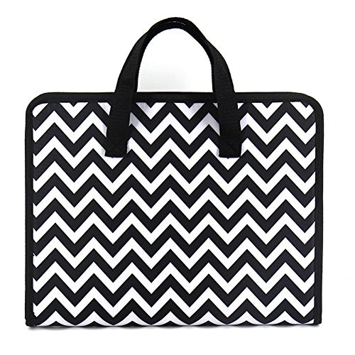 Lzttyee Portable Hand-Held A4 Size Oxford Expandable File Folder Accordion Document Organizer 13 Pockets with Zipper Closure (Pattern 2)