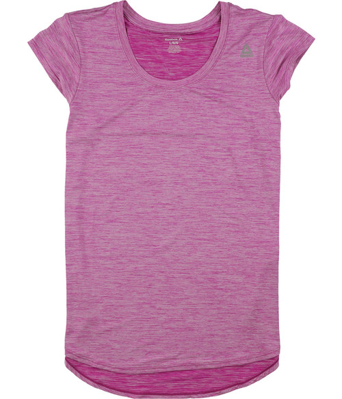 Reebok Womens Marled Jersey Basic T-Shirt, Pink, Small
