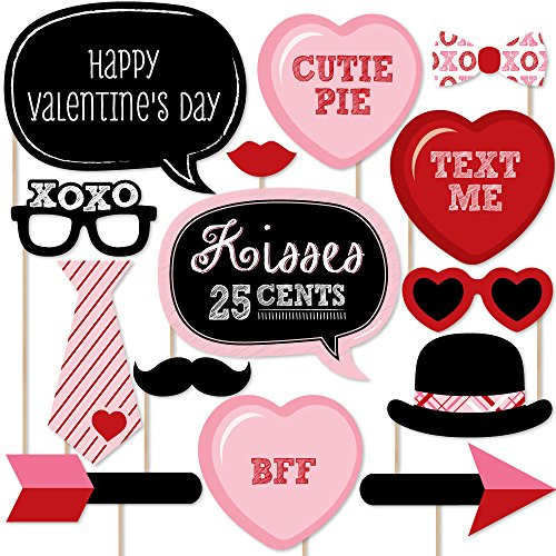 Big Dot of Happiness Valentine's Day - Photo Booth Props Kit - 20 Count