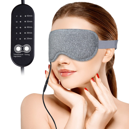 ingeware Heated Eye Mask for Dry Eyes, USB Electric Heating Eye Mask Eye Heating Pad with Temperature & Timer Control Warm Eye Compress for Blepharitis, Dry Eyes, MGD, Puffiness (Light Grey)