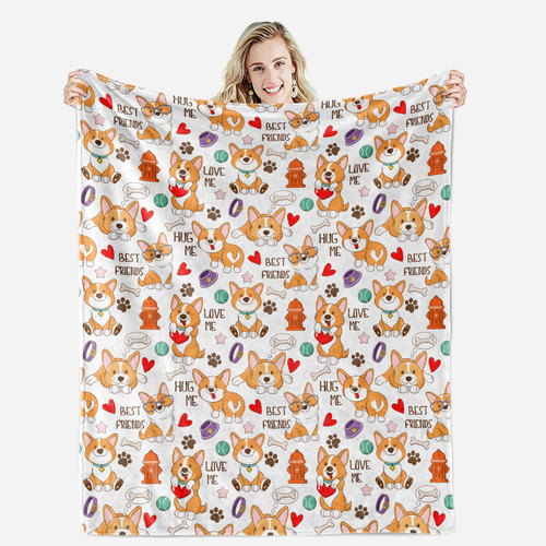 Corgi Blanket for Corgi Lovers,Cute Corgi Dog Blanket for Boys Girls,Cozy Plush Cute Dog Flannel Blanket,Lightweight Throw Blanket for Sofa Bed Couch 50X60 Inches Corgi Gift Blanket Kids and Adults
