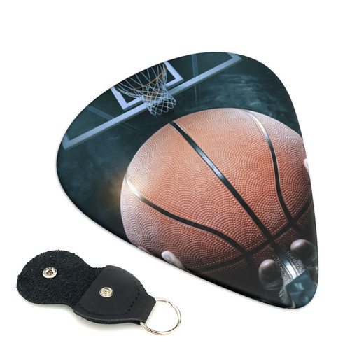Basketball Shooting Guitar Picks Personalized Guitar Pick Ukulele Bass Picks Portable Guitar Accessories 0.71mm Guitar Picks For Acoustic & Electric Guitar With Guitar Pick Holder 6-pack