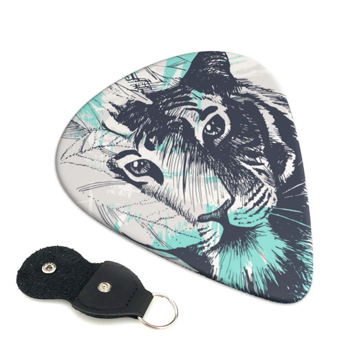 Tiger Guitar Picks Personalized Guitar Pick Ukulele Bass Picks Portable Guitar Accessories 0.96mm Guitar Picks For Acoustic & Electric Guitar With Guitar Pick Holder 6-pack