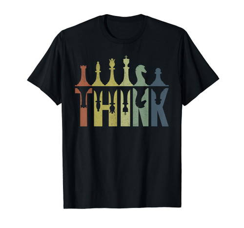 Think Retro Vintage Chess Pieces Player Gifts Chess Coach T-Shirt
