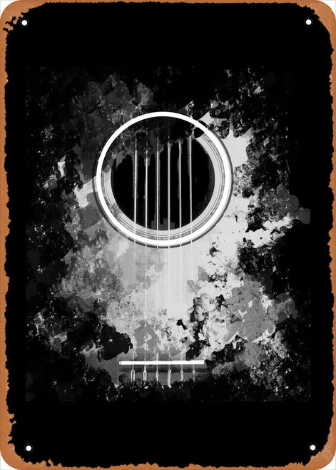 Musician Gifts Guitar Distressed Acoustic Guitar Metal Tin Sign Poster Vintage Art Wall Decor 12 x 8 inch