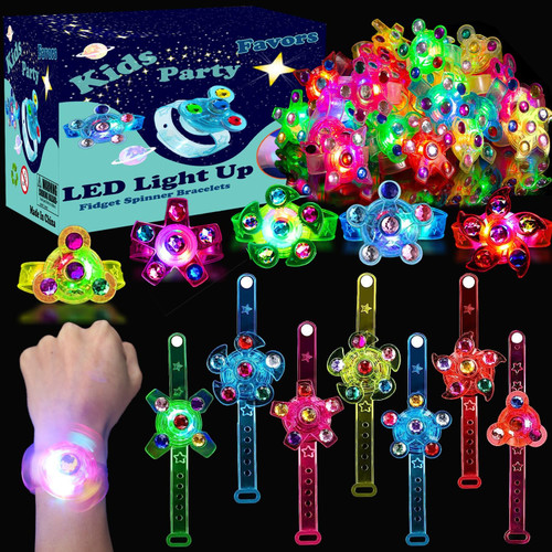Huastyle Birthday Party Favors for Kids 4-8 Goodie Bag Stuffers,24 Pack Light Up Spinner Bracelets for Pinata Fillers Prize Treasure Box Classroom Glow in The Dark Party Supplies Return Gifts Huastyle Birthday Party Favors for Kids 4-8 Goodie Bag Stuffers,24 Pack Light Up Spinner Bracelets for Pinata Fillers Prize Treasure Box Classroom Glow in The Dark Party Supplies Return Gifts