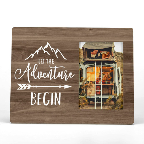 FONDCANYON Let The Adventure Begin Picture Photo Frame,Romantic Couple Picture Frames,Engagement Wedding Gifts For Him Her,Valentine Gifts For Girlfriend Boyfriend Bride Groom(4x6 Inch Photo)