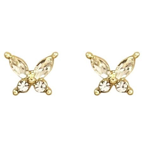 Miyabi Grace Invisible Clip On Earrings For Women Gold Clear Crystal Rhinestone Butterfly Clip On Earrings Comfortable Non Pierced Earrings