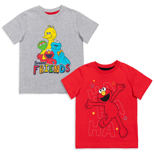Sesame Street Elmo Cookie Monster Oscar The Grouch Big Bird Toddler Boys 2 Pack T-Shirts Gray/Red 5T Sesame Street Elmo Cookie Monster Oscar The Grouch Big Bird Toddler Boys 2 Pack T-Shirts Gray/Red 5T