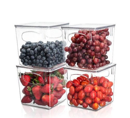 Sorbus Small Plastic Storage Bins - for Kitchen Organization, Pantry Organizers and Storage, Fridge Organizer, Cabinet Organizer, Refrigerator Organizer Bins - Clear Storage Bins (4 pack)