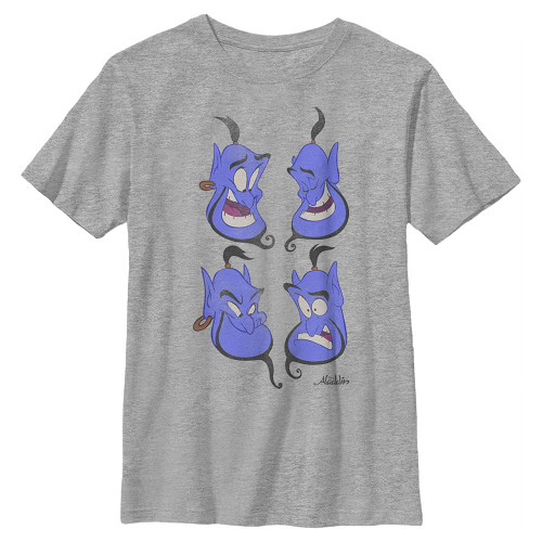 Disney Princess Genie Faces Boy's Crew Tee, Athletic Heather, Medium