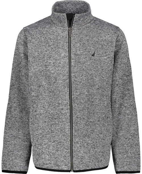 Nautica Boys' Full Zip Fleece Jacket, Kangaroo Pockets, Made With Lightweight Fleece, Grey Heather, 5