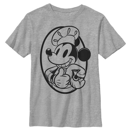 Disney Characters Chef Mickey Circle Boy's Crew Tee, Athletic Heather, Medium