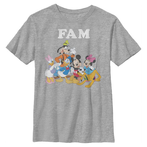 Disney Characters Mickey Fam Boy's Crew Tee, Athletic Heather, X-Small