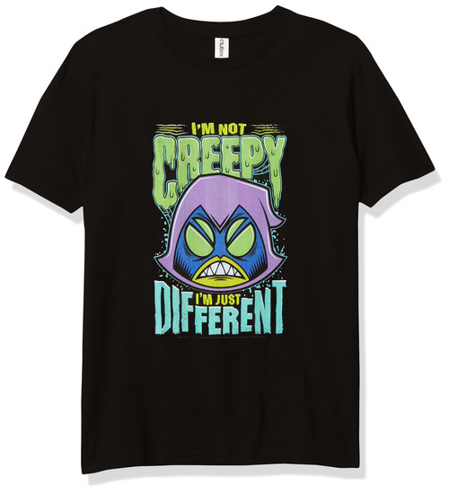 Warner Brothers Teen Titans Go Not Creepy Boy's Premium Solid Crew Tee, Black, Youth Large