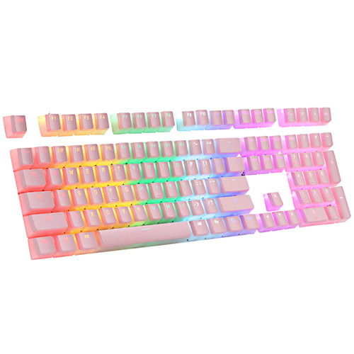 LTC LavaCaps PBT Double Shot 108 Pudding Keycaps Set, Translucent OEM Profile for ANSI US Layout 61/87 TKL/104/108 Keys Mechanical Keyboard, with Keycap Puller - (Only Keycaps), Pink