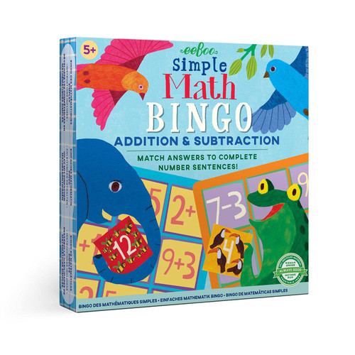 eeBoo: Simple Math Bingo Game, Addition & Subtraction, Match Answers to Complete Number Sentences, 54 Tiles Included, for Ages 5 and up eeBoo: Simple Math Bingo Game, Addition & Subtraction, Match Answers to Complete Number Sentences, 54 Tiles Included, for Ages 5 and up