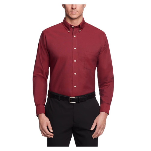 Van Heusen Men's Dress Shirt Regular Fit Oxford Solid, Cayenne, X-Large