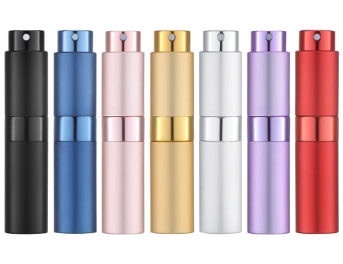 Tekson 7PCS 8ml Travel Perfume Atomizer Refillable, Mini Cologne Spray Bottle Empty, Small Aftershave Sprayer for Liquid Dispenser (Seven Colors)