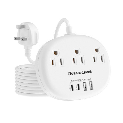 UK Ireland Travel Plug Adapter, US to UK Plug Adapter, Type G Travel Adapter with 3 Outlets 4 USB(2 USB C), 5FT Extension Cord, for US to Scotland London England British Irish Dubai Kenya Hong Kong UK Ireland Travel Plug Adapter, US to UK Plug Adapter, Type G Travel Adapter with 3 Outlets 4 USB(2 USB C), 5FT Extension Cord, for US to Scotland London England British Irish Dubai Kenya Hong Kong