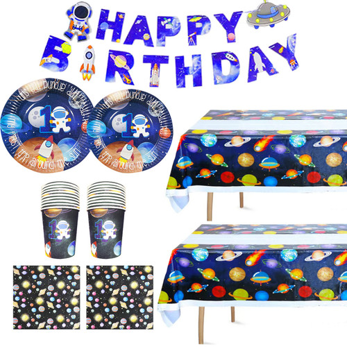 147pcs 1st Trip Around The Sun Birthday Party,60pcs Space Plates,1st Trip Around The Sun Plates and Napkins,First Trip Around The Sun Birthday Party Supplies,Space 1st Birtday Party