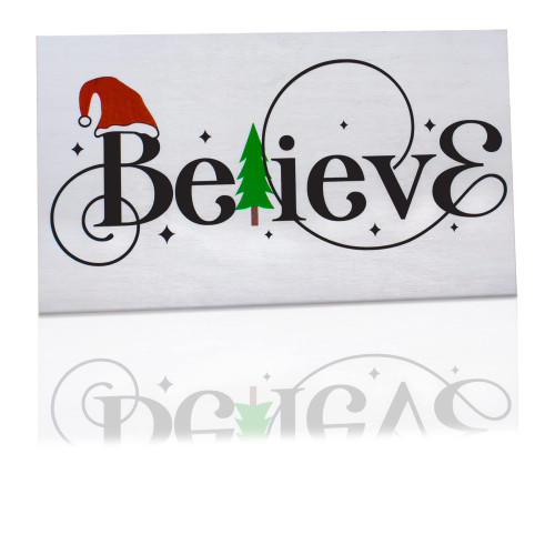 JennyGems Christmas Decorations for Home, Believe Christmas Signs, Rustic Farmhouse Christmas Decor, 9.5x5.5 Inch Wood Sign, Holiday Gifts, Made in USA