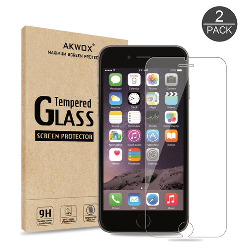 (Pack of 2) iPhone 6S Plus Screen Protector, Akwox 0.33mm High Definition Clear Tempered Glass Screen Protector For iPhone 6S Plus / 6 Plus - Max Clarity And Touch Accuracy Film