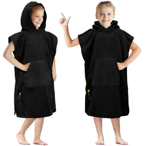 SUN CUBE Kids Changing Robe Surf Poncho, Kids Beach Towels, Hooded Towel for Toddler Bath Pool, Microfiber Quick Dry Wearable Towel Poncho with Hood, Swim Towel for Boys Girls 3-8 Years, Black SUN CUBE Kids Changing Robe Surf Poncho, Kids Beach Towels, Hooded Towel for Toddler Bath Pool, Microfiber Quick Dry Wearable Towel Poncho with Hood, Swim Towel for Boys Girls 3-8 Years, Black