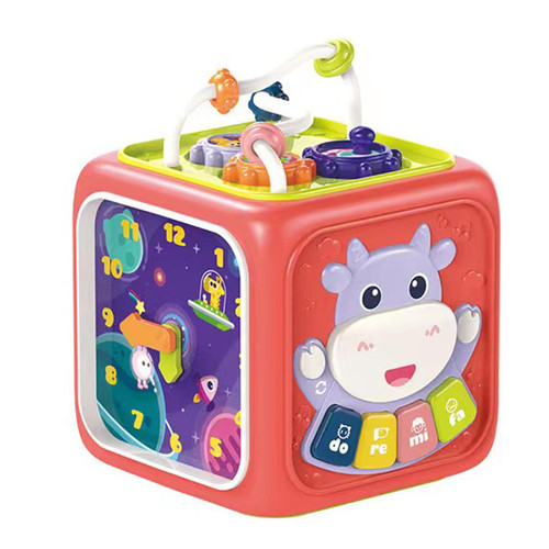 TDDFCL 7-in-1 Baby Toys Montessori Activity Cube Toddler Learning Toy Sensory Shape Sorter Pull String Early Educational Birthday Gift Boys Girls 18M+