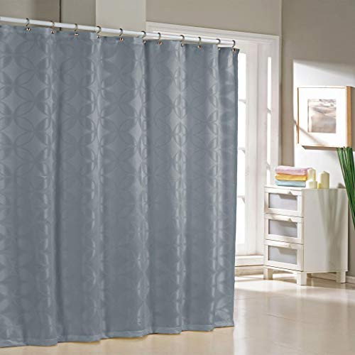 Duck River Textiles Bayonne Diamond Mildew Resistant Fabric Shower Curtain Liner Waterproof | Water Repellent & Antibacterial-Assorted Colors, 70 x 72 Inch, Navy