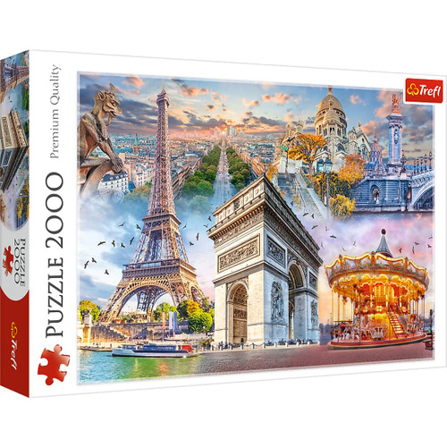 TREFL 2000 Piece Jigsaw Puzzle, Weekend in Paris, France, Collage, Adult Puzzle, Trefl 27125 TREFL 2000 Piece Jigsaw Puzzle, Weekend in Paris, France, Collage, Adult Puzzle, Trefl 27125
