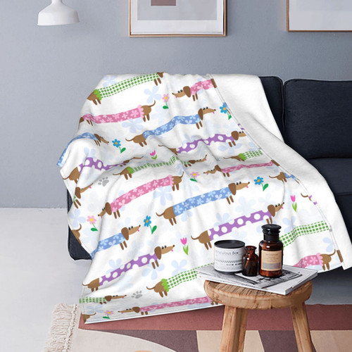 Cute Dachshund Dog Throw Blanket Soft Bed Blankets Lightweight Cozy Plush Flannel Fleece Blanket for Sofa Couch Bedroom 50"X40" Cute Dachshund Dog Throw Blanket Soft Bed Blankets Lightweight Cozy Plush Flannel Fleece Blanket for Sofa Couch Bedroom 50"X40"